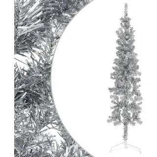 The Living Store Künstlicher Halb-Weihnachtsbaum Ständer Schlank Silbern 120 cm - Silber