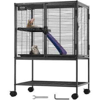 Vevor 610x440x865mm Frettchenkäfig aus Metall, 2-stöckiger Kleintierkäfig mit Rampen und Tablett, einfach aufzubauen für Hausratten, Hamster, Meerschweinchen, Chinchillas, Eichhörnchen, Igel, Hasen