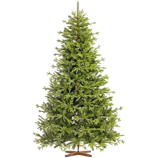FAIRYTREES Weihnachtsbaum künstlich 220cm BAYERISCHE Tanne Premium |  EU | Christbaum Holzständer | Tannenbaum künstlich mit Naturgetreue Spritzguss Elemente - Grün