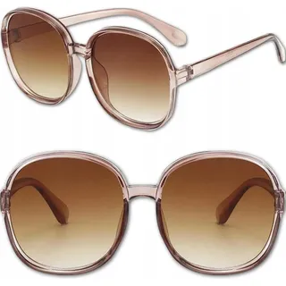 EDIBAZZAR | Große braune runde Sonnenbrille mit UV400-Schutz im Cat-Eye-Stil für Damen - Schwarz