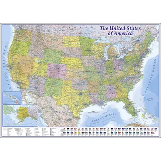 Close Up XXL USA Landkarte Premium Poster - Riesen Amerika Karte mit Allen Staaten - 140 x 100cm - MAPS IN Minutes