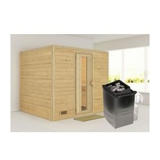 KARIBU Sauna »Paldiski«, inkl. 9 kW Saunaofen mit integrierter Steuerung, für 4 Personen - beige