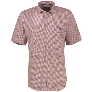 Kurzarmhemd LERROS, Herren, Gr. XXL, N-Gr, vivid rot, Web, Obermaterial: 100% Baumwolle, gemustert, normal hüftbedeckend, Rundhals, Hemden Kurzarmhemd, mit Minimalprint