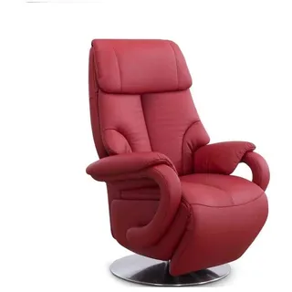 CAVADORE Ledersessel Istanbul / Fernsehsessel mit manuell verstellbarer Relaxfunktion / 80 x 115 x 79 / Echtleder: Rot