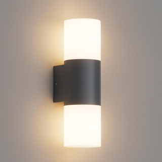 Klighten Wandleuchten E27 Außen/Innen 2 flammig, Außenleuchte Anthrazit, Up and Down Außenlampe, IP54 Aussenlampe, Aluminium Außenwandleuchte, Modern Wandlampe für Eingang Terrass, ohne Leuchtmittel