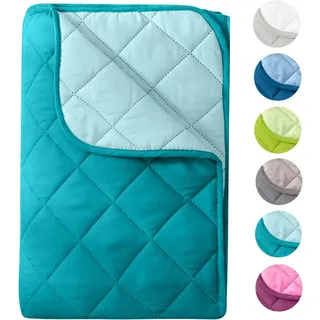 wometo Microfaser Sommer Steppbett 155x220 Oeko-TEX türkis Kochfest 95° | Sommerbettdecke Leichtsteppbett für Camping und heiße Tage im Wende-Design I ohne Bezug verwendbar I farbig & bunt