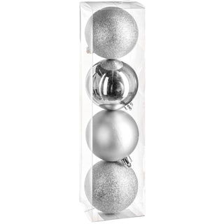 Weihnachtskugel 80 mm x 4 Silber