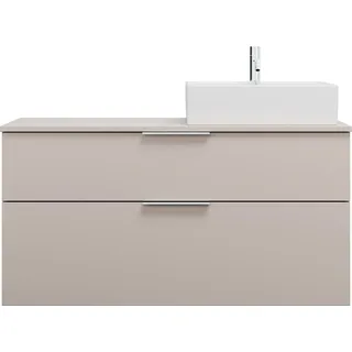 burgbad Eqio Keramik-Aufsatzwaschtisch quadratisch, rechts, inklusive Waschtischunterschrank mit 2 Schubladen, Breite 1200mm, SGUQ120RF6583C0001G0146