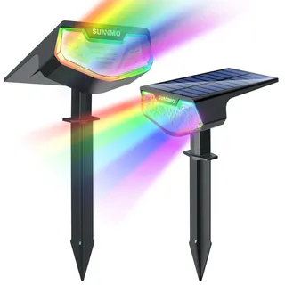 SUNNMO Solarlampen für Außen Garten, Solarstrahler für Außen sehr Hell 32 LED, Solarleuchten Garten Winterfest IP65 Wasserdicht, Gartenbeleuchtung Solar Gartenleuchten Strahler Bunt RGB, 2 Stück