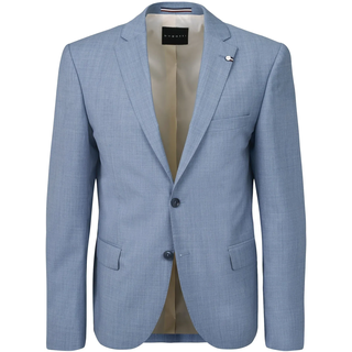 Anzugsakko BUGATTI "Mix & Match", Herren, Gr. 58, blau (320, hellblau), 75% Wolle, 22% Polyester, 3% Elasthan, unifarben, normal, Manschette, Sakkos Anzugsakko, Modern Fit