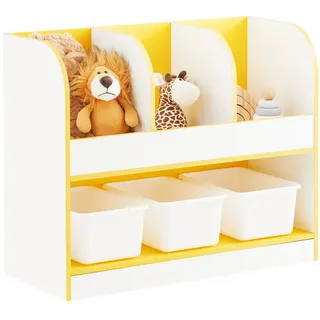 SoBuy Kinderregal Weiß-Gold , Weiß, Goldfarben , Holzwerkstoff , 70x58x30 cm , Babymöbel & Kindermöbel, Babyzimmer, Babyregale & Kinderregale