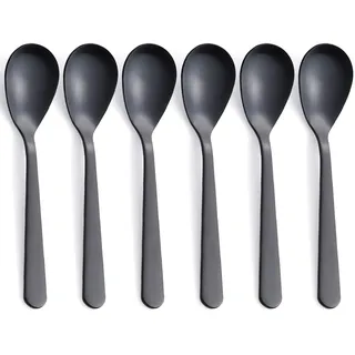 FULLYWARE Demitasse Espressolöffel, matt schwarz, Edelstahl, satiniert, Kaffeelöffel, Mini-Teelöffel, Zuckerlöffel, 11,9 cm, 6er-Set