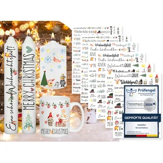 Sugeru 6 PCS Kerzentattoo (200+ Muster),Wassertransferdruck |wasserschiebefolie kerzen | Kerzenfolie | kerzenaufkleber sticker | Kerzen dekorieren (Weihnachten II)