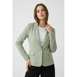 Jerseyblazer VERO MODA "VMJULIA LS BLAZER JRS NOOS", Damen, Gr. 36, fog grün, Jersey, Obermaterial: 66% Polyester, 34% Baumwolle, unifarben, regular fit normal, tiefer V-Ausschnitt, Blazer Jerseyblazer