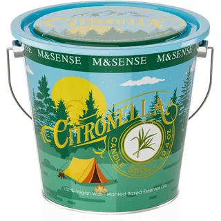M&SENSE Citronella Kerze Outdoor 120 Std. Brenndauer 550g natürliches Sojawachs Sommerkerze mit Pfefferminz & Zitronengras für Terrasse, Garten & Camping Non-Toxic Soy Wax