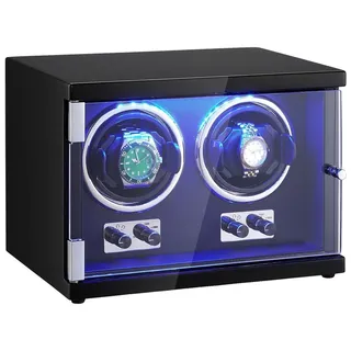Vevor Uhrenbeweger für 2 Automatikuhren mit LED-Beleuchtung 150–207 mm Schwarz