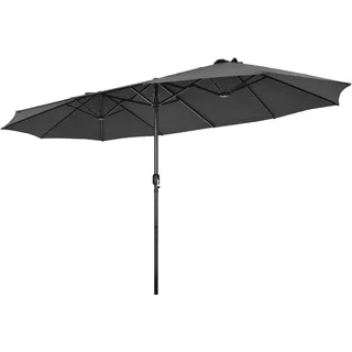 FANTASK XXL Doppelsonnenschirm UV50+, Sonnenschirm Groß mit Handkurbel, Marktschirm, Gartenschirm Terrassenschirm 470x280cm