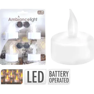 Nedis LED TEELICHT SET 4 TLG, 4 Glühbirne(n), LED, 1 Farben, Weiß, Akku, 13,5 mm - Weiß