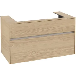 Villeroy & Boch Collaro Waschbeckenunterschrank, Waschbecken mittig, Wandmontage, 2 Auszüge, 1000x548x500mm, C02000VJ, Farbe: Front/Korpus: Nordic Oak, Griff: Cashmere Grey