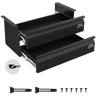 VEVOR Untertisch Schublade 457x227x200mm, Unterbau Schreibtisch, versteckter 2-lagiger Aufbewahrungs-Organizer, Bleistiftschublade unter dem Tisch für Sitz-Steh-Arbeitsplätze zu Hause