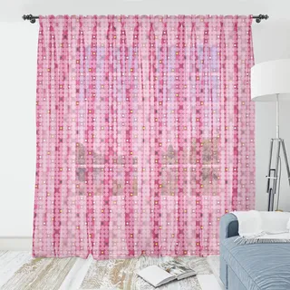 ABAKUHAUS Geometrisch Wandteppich, Süße moderne weibliche Muster mit Recht Unregelmäßige Runden, Wohnzimmer Schlafzimmer seidiges Satin Wandtuch, 240 cm x 274 cm, Himbeere Rosa - Rosa