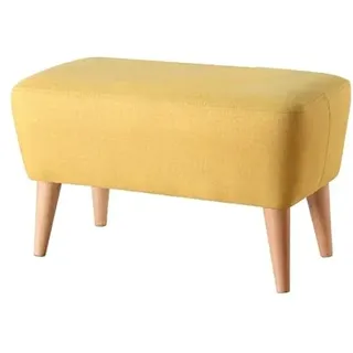 Atelier Del Sofa Skandinavischer Pouf, Gelb, 61 x 33 x 32 cm | 50% Baumwolle/50% Samt, Holzbeine, 6 cm orthopädische Polsterung | Elegant & funktional