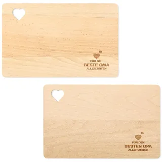 2er Set ​​Oma Und Opa Geschenke​​ Frühstücksbrettchen,Personalisierte Holzbrettchen,geschenke für oma und opa​​ mit Herzförmiges Griffloch Beschreibungstext, Ideal für Weihnachten
