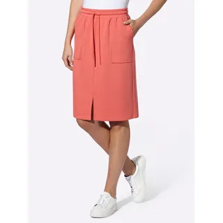 Sweatrock HEINE, Damen, Gr. 36, rosa (grapefruit), 55% Viskose, 40% Polyester, 5% Elasthan, unifarben, knielang, Röcke Sweatrock