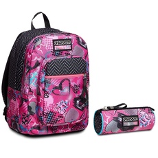 Seven RUCKSACK NEW FIT GLAMHEART GIRL Backpack für Schule, Uni & Freizeit,Mädchen und Jungen, mit Trinkflaschenfach, violett,Design + Federmäppchen Mäppchen,Schule und Gymnasium, Teenager, rosa,