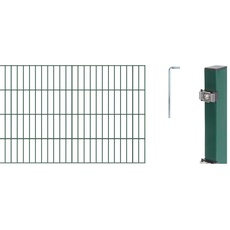 Alberts 646493 Doppelstabmattenzaun als 10 tlg. Zaun-Komplettset | verschiedene Längen und Höhen | kunststoffbeschichtet, grün | Höhe 80 cm | Länge 8 m