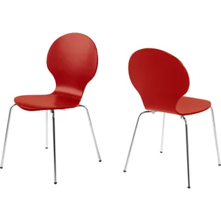 Stapelstuhl >Marcus< in Dunkelrot aus MDF - 49x87x53cm (BxHxT) - Dunkelrot