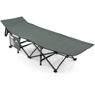 Costway Campingliege Klappbare Grau , Metall , Schlafzimmer, Betten, Gästebetten, Klappbetten