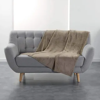Douceur d'Intérieur FLANOU Decke, Polyester, Taupe, 125 x 150 cm