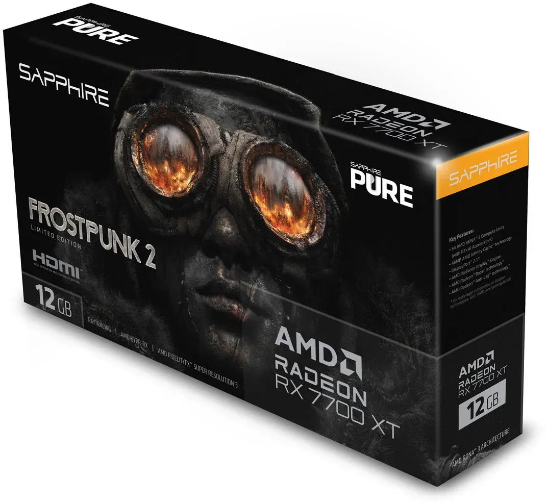 Bild von Pure Radeon RX 7700 XT Frost Punk 2 Edition, 12GB GDDR6, 2x HDMI, 2x DP, lite retail (11335-08-50G)