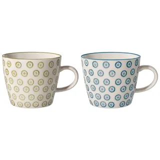 Bloomingville Tassen Isabella, grün blau, Keramik, 2er Set