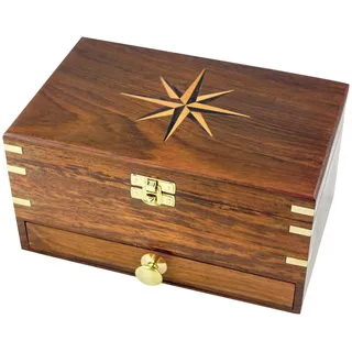 Schmuckkasten Schmuckschatulle aus Holz/Messing 22 x 11,5 cm Sea-Club