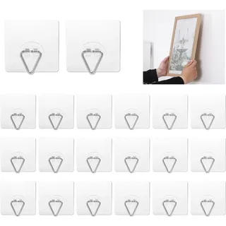 DIDUDIDU Telleraufhänger Selbstklebend - Klebehaken Bilder Aufhängen - 20 Stück Versteckte Transparente Wandaufhänger - Vertikale Wandhaken für Teller, Bilderrahmen, Kunstwerke - 7 x 7 cm