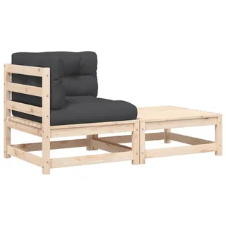 vidaXL Garten-Ecksofa mit Kissen und Hocker - Braun