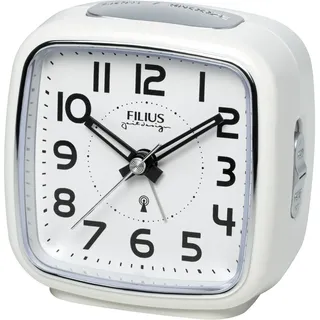 Funkwecker FILIUS ZEITDESIGN, weiß, Wecker, Funkwecker, Schlafzimmer, Wecker, Beleuchtung, schleichende Sekunde, Snooze