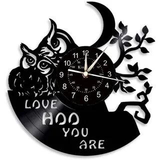 Smotly Vinyl Wanduhr, Eule Paar Digital Wanduhr, Home Dekoration Wanduhr Geschenk für Tierliebhaber