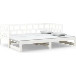 vidaXL Tagesbett Ausziehbar Weiß Massivholz Kiefer 2x(90x200) cm - Weiß