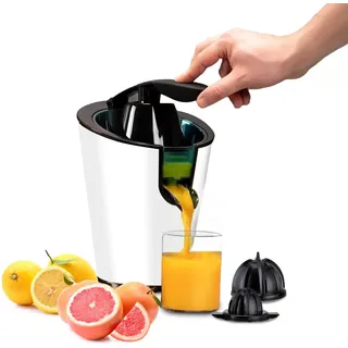 AVILIA Elektrische Zitruspresse mit Hebel 650 W, Tropfschutzsystem, zwei abnehmbare Kegel, automatische Orangenpresse für große und kleine Zitrusfrüchte, elektrische Zitruspresse