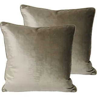 Paoletti Luxe Velvet Twin Pack Feather Gefüllte Kissen, Samt, Nerz, 55 x 55cm, 2
