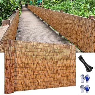 Naturlicher Schilfzaun Balkon Sichtschutz Bambuszaun 60x150cm 70x200cm 80x300cm 90x350cm 100x400cm 110x500cm Dekorative Zäune Schilfrohrmatten Für Garten Balkon Im Freien Hinterhof Terrasse Divider (