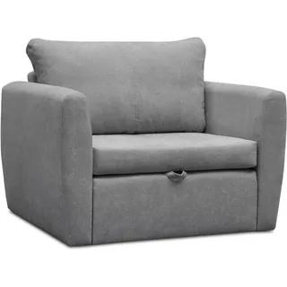 Schlafsessel LUNA, Dunkelgrau, Loungesessel mit Bettfunktion, Bettkasten, Veloursstoff - Dunkelgrau