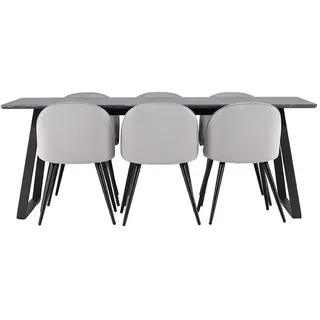 ebuy24 Tischgruppe Grau , Holzwerkstoff , 200x75x90 cm , Esszimmer, Bänke, Tischgruppen & Eckbankgruppen