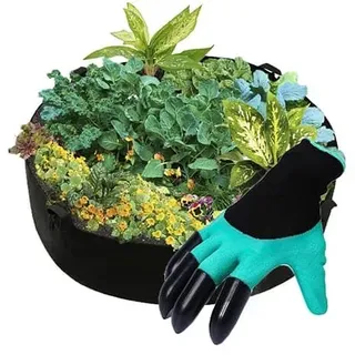 Textiles Hochbeet 90 cm Grow Bag für Gemüse + Gartenhandschuhe mit Krallen GRATIS Balkon Terrasse - Gardengrowbag_Gardenstar