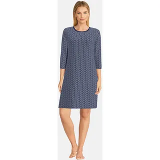 Götzburg Nachthemd "Galway", Damen, Gr. 48 (4XL), N-Gr, blau, Single Jersey, Obermaterial: 100% Baumwolle, gemustert, lässig geschnitten kniefrei, Rundhals, Kleider Nachthemd, 3/4 Ärmel, Rundhalsausschnitt, knielang, Baumwolle, weich