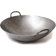 Craft Wok Großer, schwerer, handgefertigter Wok aus Carbonstahl im Kanton-Stil, 40 cm (Rundboden) / 731W87