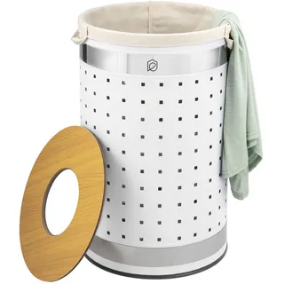 eluno Wäschetonne 50 Liter, weiß , Weiß , Metall , 35.5x57.5x35.5 cm , Haushalt & Reinigung, Wäschepflege, Wäschekörbe & Wäschetonnen
